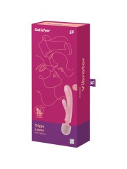 SATISFYER TRIPLE LOVER MASAJEADOR VIBRADOR RABBIT ROSA