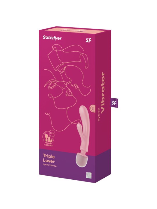 SATISFYER TRIPLE LOVER MASAJEADOR VIBRADOR RABBIT ROSA