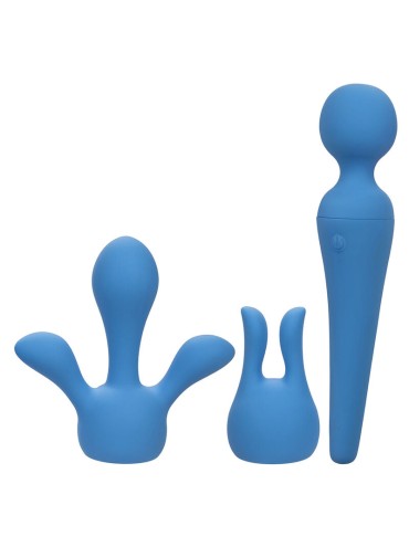 CALEXOTICS COUTURE KIT VIBRADOR WAND 10 VIBRACIONES AZUL