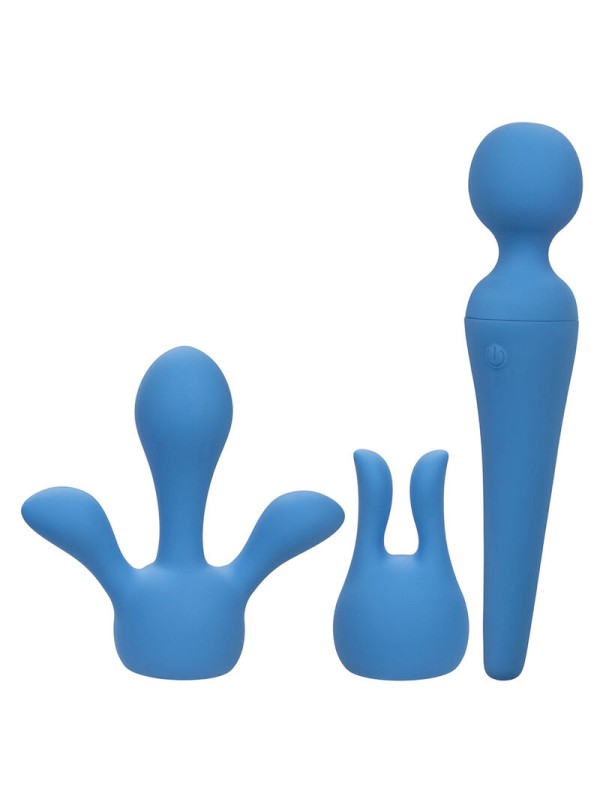CALEXOTICS COUTURE KIT VIBRADOR WAND 10 VIBRACIONES AZUL