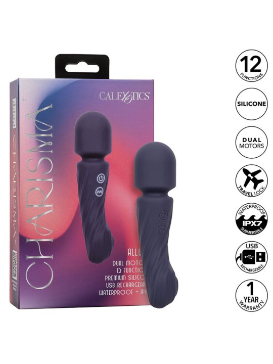 CALEXOTICS CHARISMA ALLURE MASAJEADOR DOBLE MOTOR 12 FUNCIONES 1725 CM X 45 CM MORADO