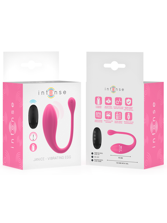 INTENSE JANICE VIBRADOR U DOBLE ESTIMULACION 10 VIBRACIONES ROSA CONTROL REMOTO