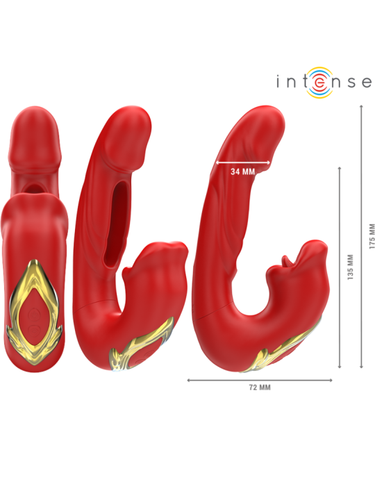INTENSE NATHY VIBRADOR DOBLE CON BOCA ESTIMULADORA MULTIFUNCION ROJO