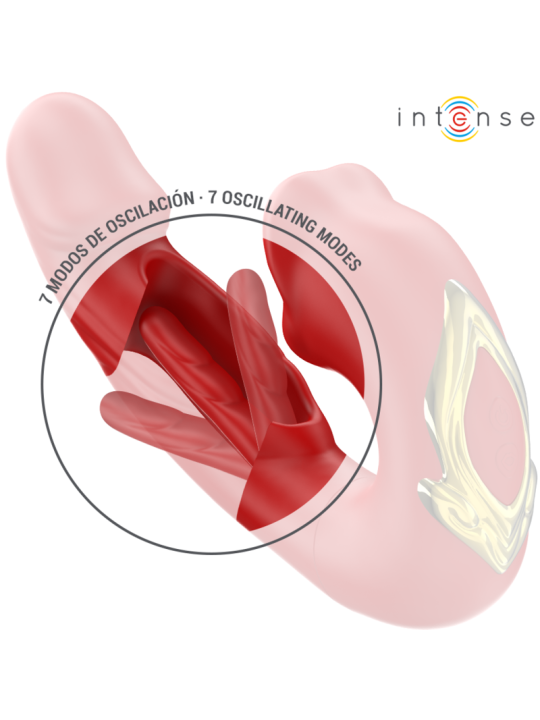 INTENSE NATHY VIBRADOR DOBLE CON BOCA ESTIMULADORA MULTIFUNCION ROJO