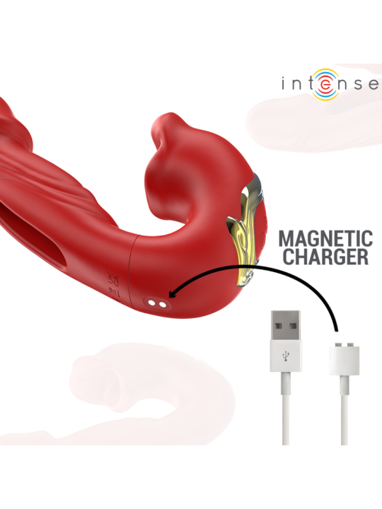 INTENSE NATHY VIBRADOR DOBLE CON BOCA ESTIMULADORA MULTIFUNCION ROJO