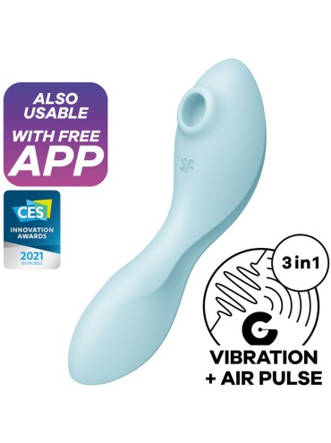 SATISFYER CURVY TRINITY 5 ESTIMULADOR Y VIBRADOR APP AZUL