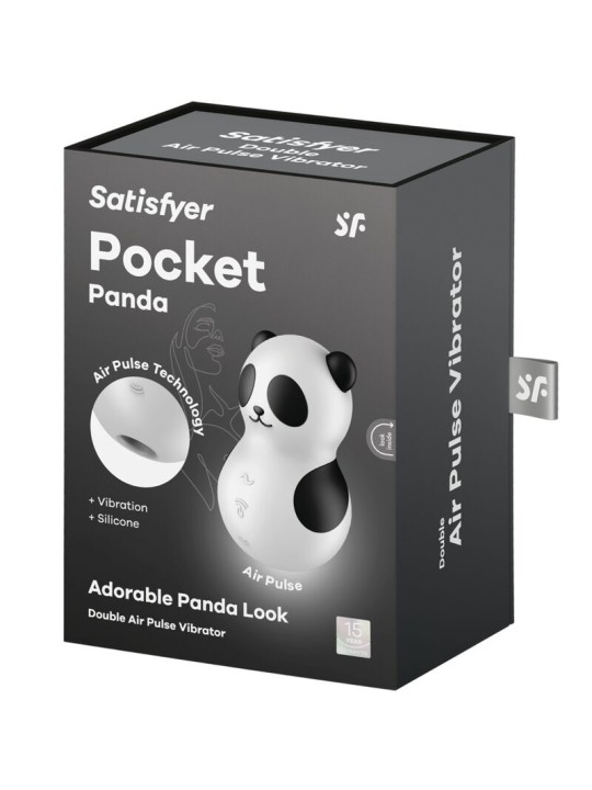 SATISFYER POCKET PANDA ESTIMULADOR VIBRADOR BLANCO Y NEGRO