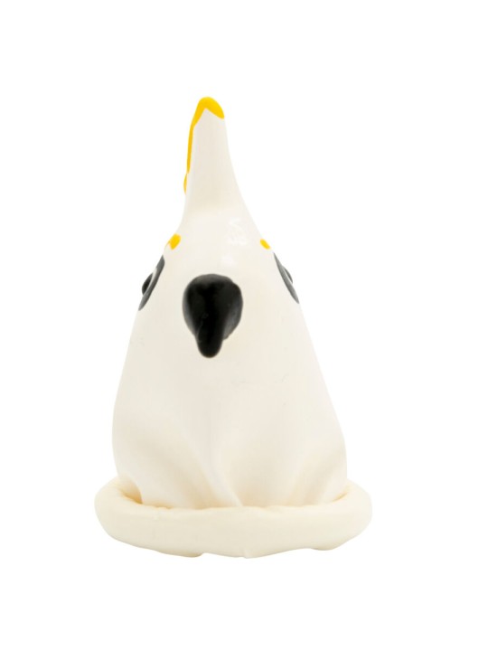 CONDOMERIE PRESERVATIVO DECORATIVO PINTADO A MANO LORO BLANCO