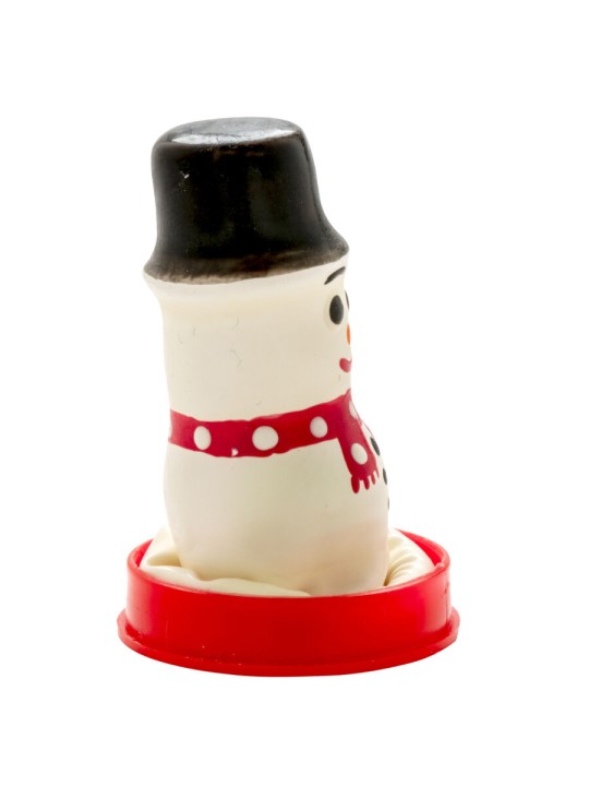 CONDOMERIE PRESERVATIVO DECORATIVO PINTADO A MANO MUNECO DE NIEVE