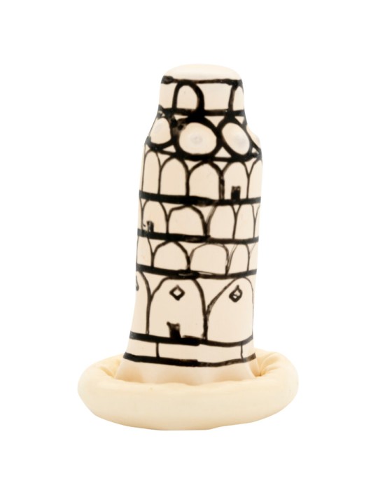 CONDOMERIE PRESERVATIVO DECORATIVO PINTADO A MANO TORRE DE PISA