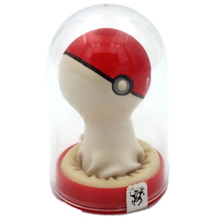 CONDOMERIE PRESERVATIVO DECORATIVO PINTADO A MANO POKEBOLA ROJO BLANCO