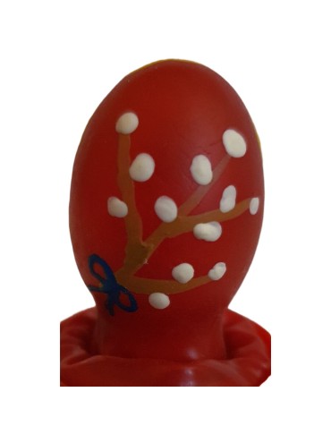 CONDOMERIE PRESERVATIVO DECORATIVO PINTADO A MANO HUEVO DE PASCUA ROJO
