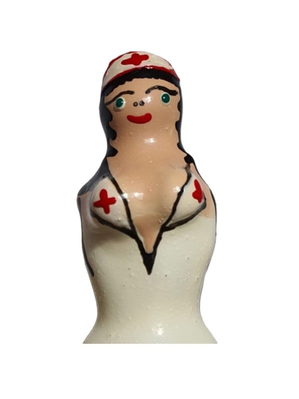 CONDOMERIE PRESERVATIVO DECORATIVO PINTADO A MANO ENFERMERA RUBIA