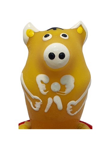 CONDOMERIE PRESERVATIVO DECORATIVO PINTADO A MANO CERDO SENTADO AMARILLO