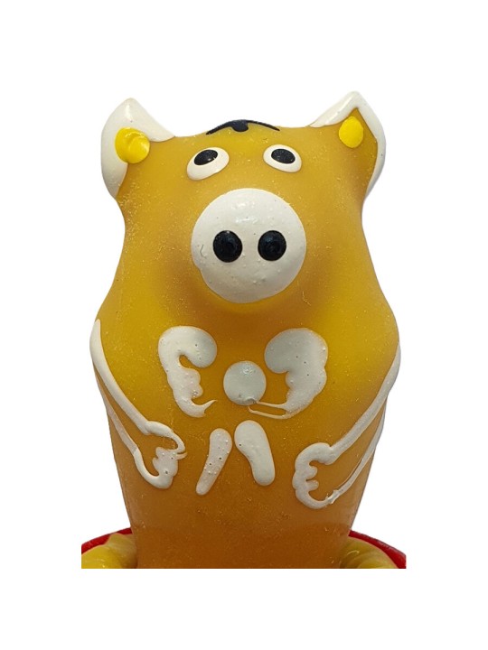 CONDOMERIE PRESERVATIVO DECORATIVO PINTADO A MANO CERDO SENTADO AMARILLO