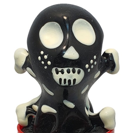 CONDOMERIE PRESERVATIVO DECORATIVO PINTADO A MANO CALAVERA NEGRA MODELO 2
