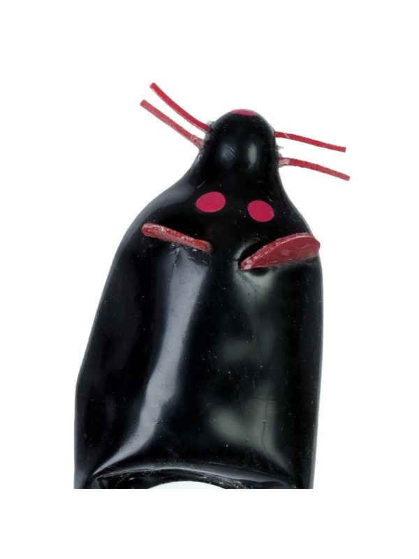 CONDOMERIE PRESERVATIVO DECORATIVO PINTADO A MANO RATON NEGRO XL