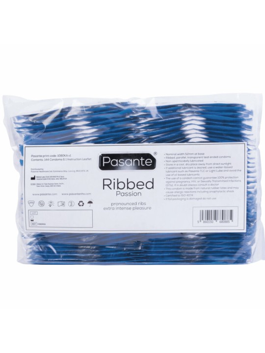 PASANTE RIBBED PASSION PRESERVATIVOS BOLSA 144 UNIDADES