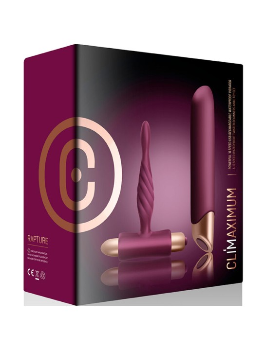 CLIMAXIMUM RAPTURE KIT VIBRADOR CLASICO PLUG ANAL PRINCIPIANTES
