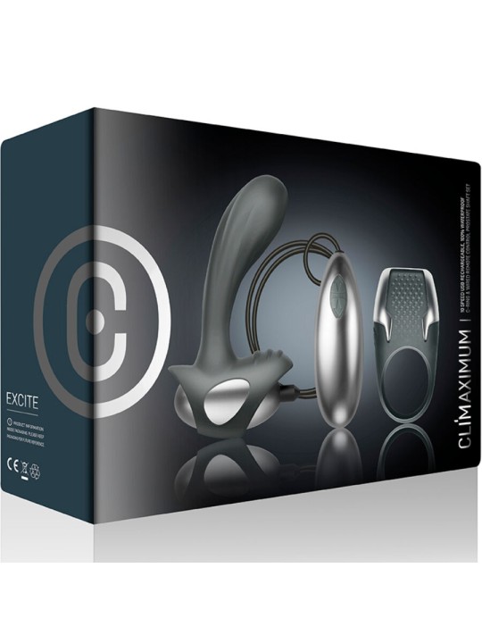 CLIMAXIMUM EXCITE KIT ANILLO PARA PENE MASAJEADOR PROSTATA CON CABLE