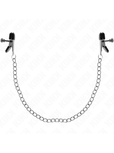 KINK PINZAS PARA PEZONES PLANAS NEGRO CON CADENA PLATEADO 34 CM