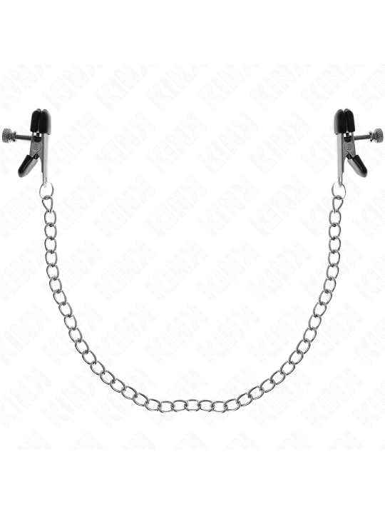 KINK PINZAS PARA PEZONES PLANAS NEGRO CON CADENA PLATEADO 34 CM