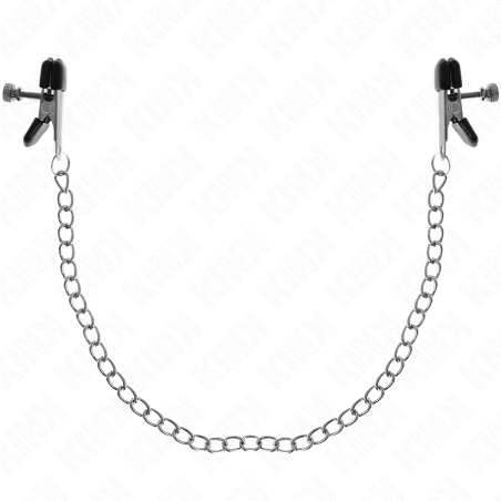KINK PINZAS PARA PEZONES PLANAS NEGRO CON CADENA PLATEADO 34 CM