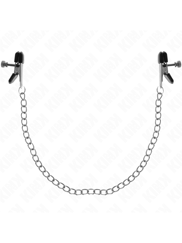 KINK PINZAS PARA PEZONES PLANAS NEGRO CON CADENA PLATEADO 34 CM