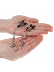KINK PINZAS PARA PEZONES PLANAS NEGRO CON CADENA PLATEADO 34 CM