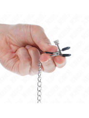 KINK PINZAS PARA PEZONES PLANAS NEGRO CON CADENA PLATEADO 34 CM