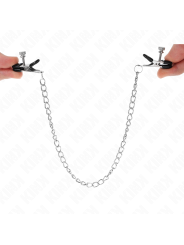 KINK PINZAS PARA PEZONES PLANAS NEGRO CON CADENA PLATEADO 34 CM