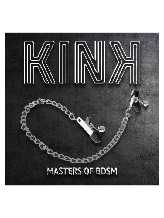 KINK PINZAS PARA PEZONES PLANAS NEGRO CON CADENA PLATEADO 34 CM