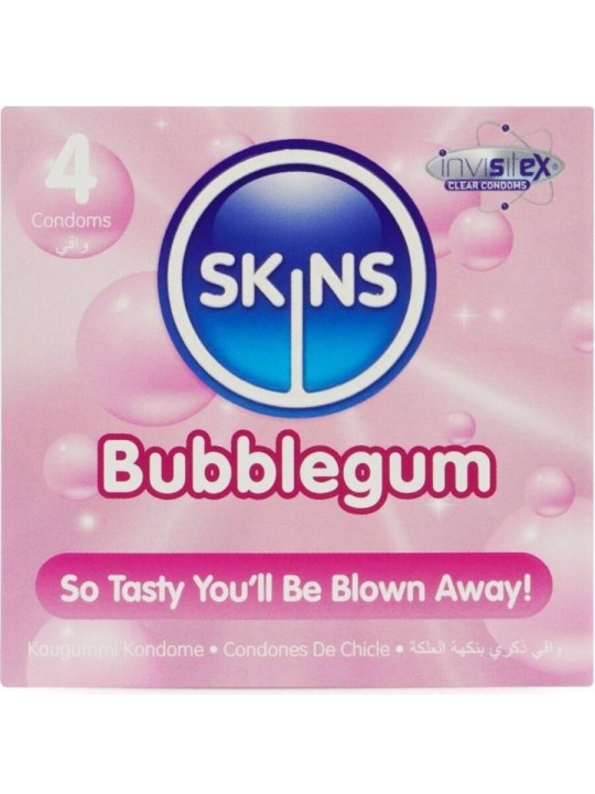 SKINS PRESERVATIVOS PREMIUM SABOR CHICLE PACK 4