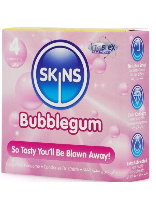 SKINS PRESERVATIVOS PREMIUM SABOR CHICLE PACK 4