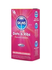 SKINS DOTS RIBS PRESERVATIVOS PREMIUM PACK 16