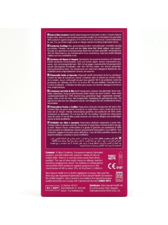SKINS DOTS RIBS PRESERVATIVOS PREMIUM PACK 16