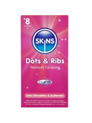 SKINS DOTS RIBS PRESERVATIVOS PREMIUM PACK 8