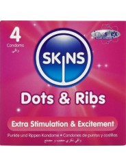 SKINS DOTS RIBS PRESERVATIVOS PREMIUM PACK 4