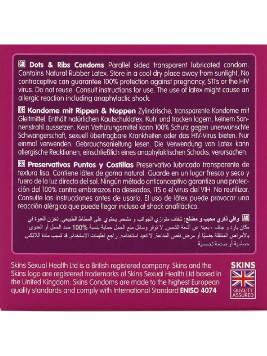 SKINS DOTS RIBS PRESERVATIVOS PREMIUM PACK 4