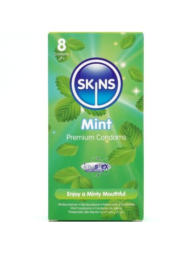 SKINS PRESERVATIVOS PREMIUM SABOR MENTA PACK 8