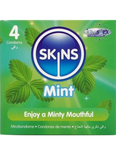 SKINS PRESERVATIVOS PREMIUM SABOR MENTA PACK 4