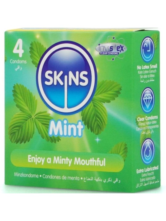 SKINS PRESERVATIVOS PREMIUM SABOR MENTA PACK 4