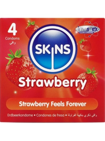 SKINS PRESERVATIVOS PREMIUM SABOR FRESA PACK 4