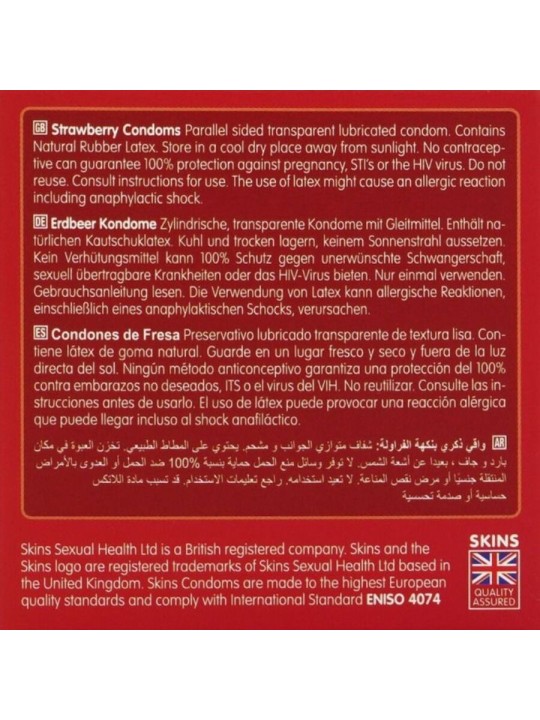 SKINS PRESERVATIVOS PREMIUM SABOR FRESA PACK 4