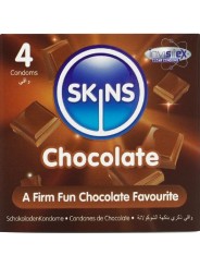 SKINS PRESERVATIVOS PREMIUM SABOR CHOCOLATE PACK 4