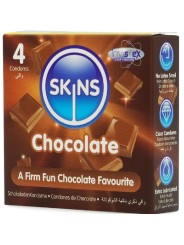 SKINS PRESERVATIVOS PREMIUM SABOR CHOCOLATE PACK 4