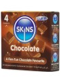 SKINS PRESERVATIVOS PREMIUM SABOR CHOCOLATE PACK 4