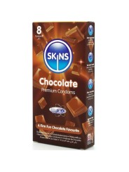 SKINS PRESERVATIVOS PREMIUM SABOR CHOCOLATE PACK 8