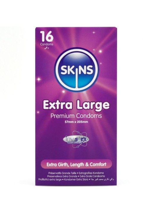 SKINS TAMANO XL PRESERVATIVOS PREMIUM PACK 16