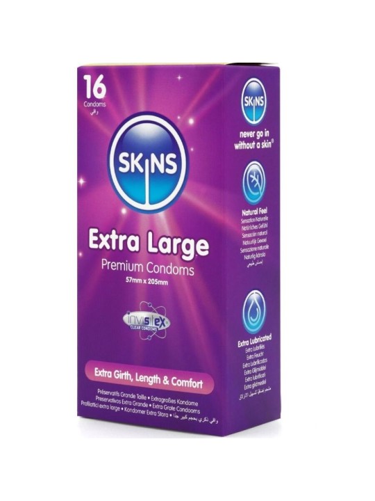 SKINS TAMANO XL PRESERVATIVOS PREMIUM PACK 16